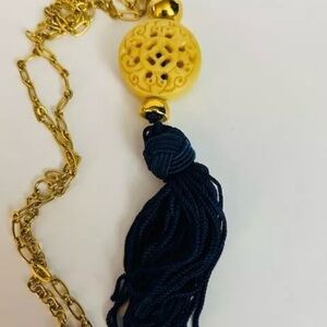 1970s Estee Lauder Gold and Yellow Filigree Necklace